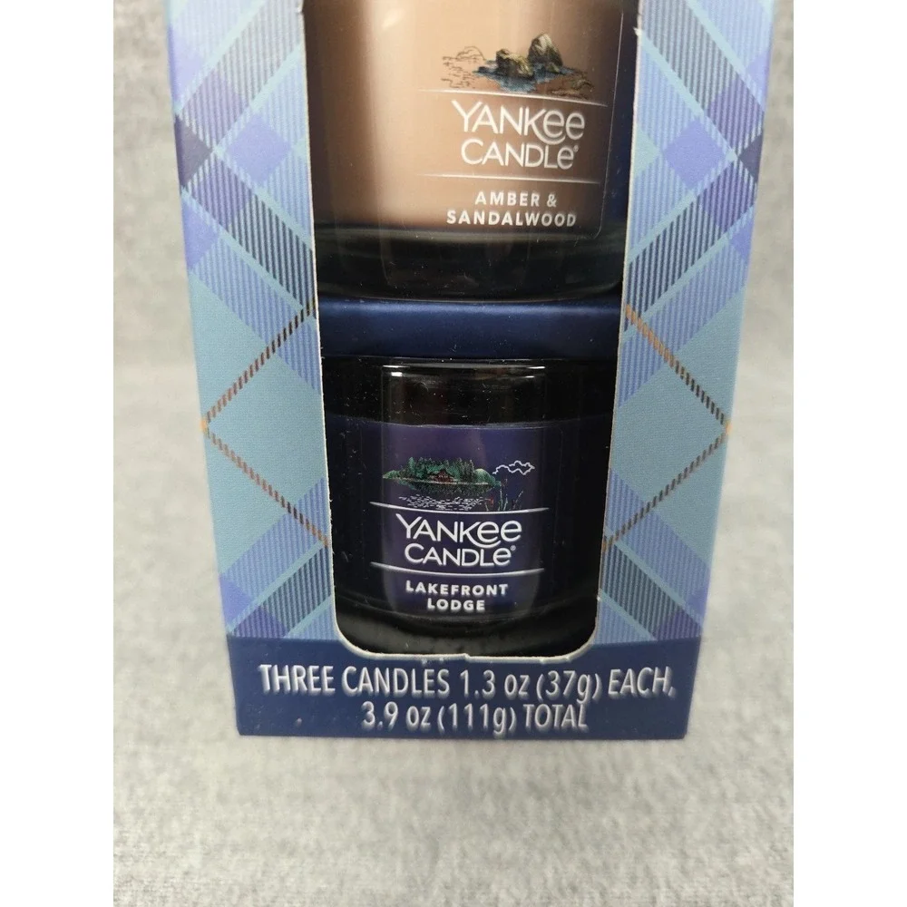 Yankee Candle Flannel Weather Set Three Each 1.3oz‎ Scented Mini Candle Gift NEW